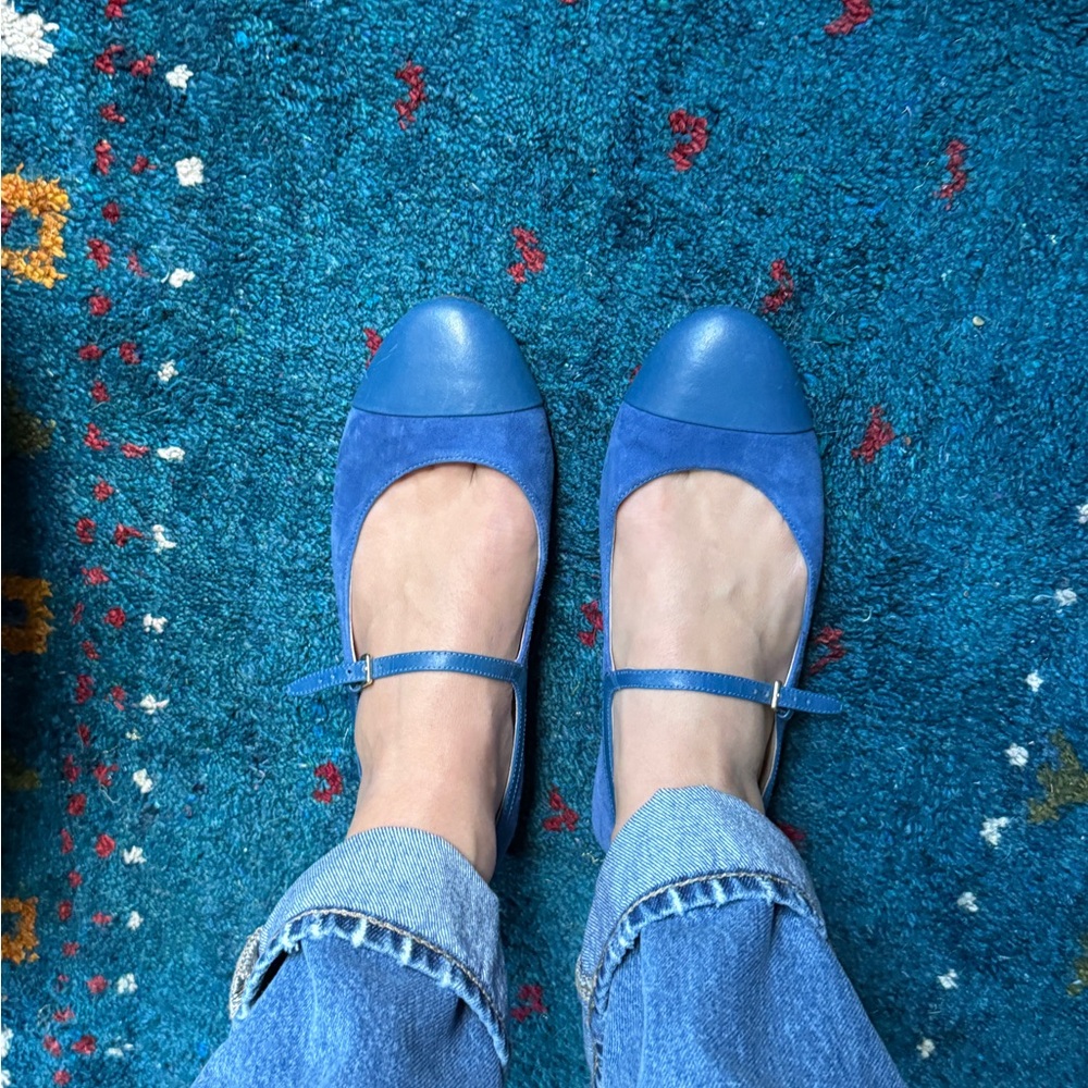 Cole haan Mary Jane blue suede flats